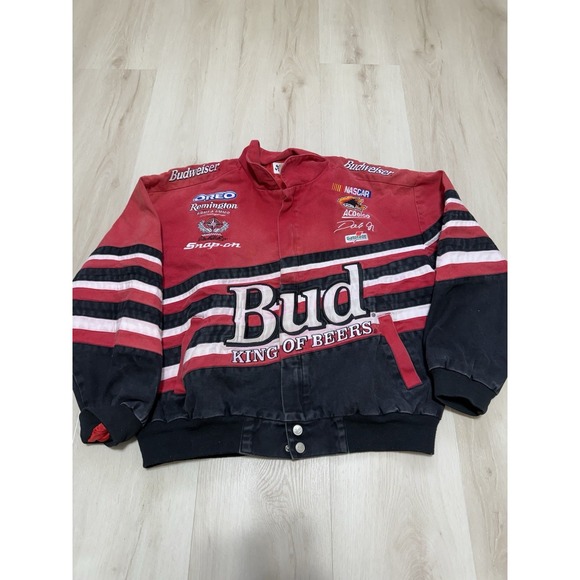 Nascar Other - Vintage Men's Dale Earnhardt Jr. Budweiser NASCAR Racing Jacket 90s Sz Large